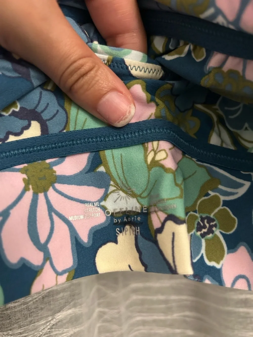 Aerie Floral Sports Bra in Teal, Pink, Green - Picture 3 of 4